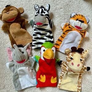 Melissa & Doug Colorful Jungle & Parrot Plush Hand Puppet Set